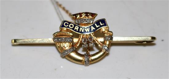 Military 15k diamond & enamel brooch